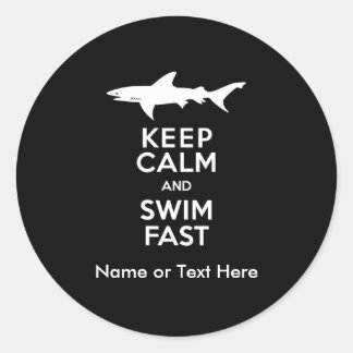 Funny Shark Warning - Keep Calm and Swim Fast Classic Round Sticker