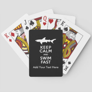Funny Shark Warning - Keep Calm and Swim Fast Playing Cards