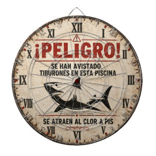 Funny Shark Warning Spanish Dartboard