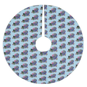 Funny shark watching TV cartoon  Brushed Polyester Tree Skirt