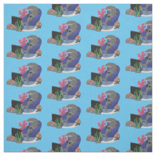 Funny shark watching TV cartoon Fabric