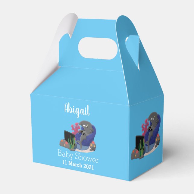 Funny shark watching TV cartoon Favour Box (Front Side)