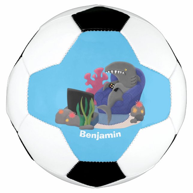 Funny shark watching TV cartoon Football (Front)