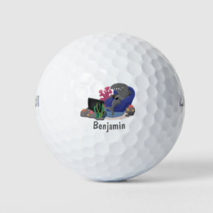 Funny shark watching TV cartoon Golf Balls