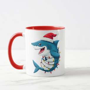 Funny Shark Wearing Santa Christmas Hat Mug