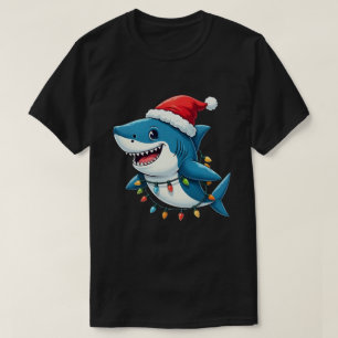 Funny Shark Wearing Santa Christmas Hat  T-Shirt