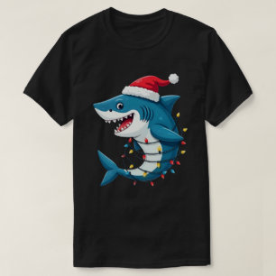 Funny Shark Wearing Santa Christmas Hat  T-Shirt