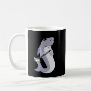 Funny Shark Wearing Sunglasses Playing Bass Clarin Coffee Mug