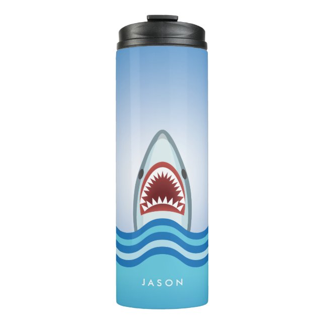 Funny Shark With Jaws Wide Open Thermal Tumbler (Front)