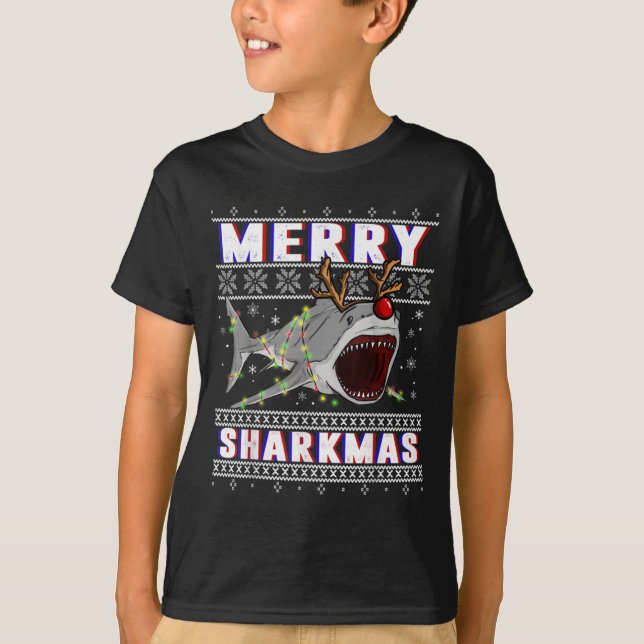 Funny Sharkmas Shark Ugly Christmas Sweaters  (Front)