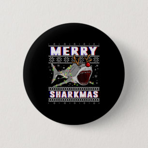 Funny Sharkmas Shark Ugly Christmas Sweaters  6 Cm Round Badge