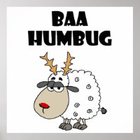 Funny Sheep Bah Humbug Christmas Pun Cartoon
