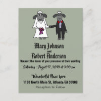 Funny Sheep Bride and Groom Wedding Invitation