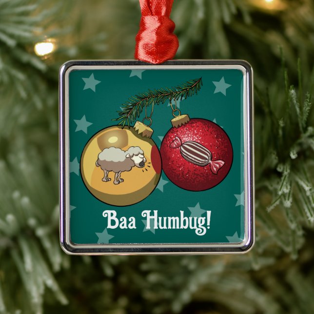 Funny Sheep Christmas Candy Baa Humbug Cartoon Metal Tree Decoration (Tree)