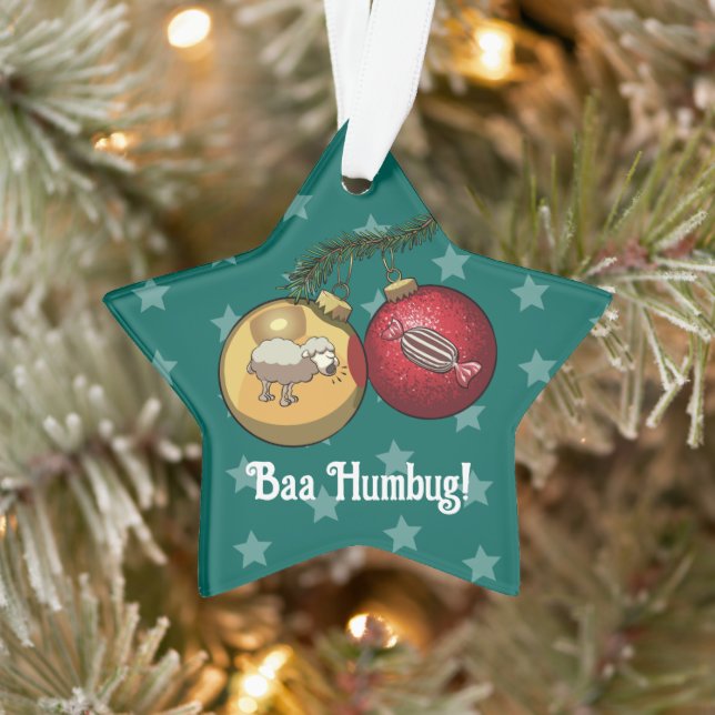 Funny Sheep Christmas Candy Baa Humbug Cartoon Ornament (Tree)