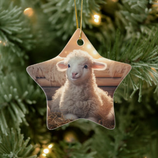 Funny sheep christmas, Gift for farm lovers Ceramic Tree Decoration