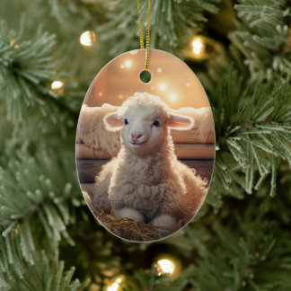 Funny sheep christmas, Gift for farm lovers Ceramic Tree Decoration