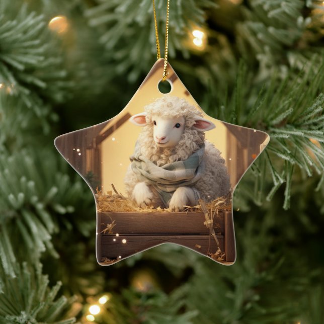 Funny sheep christmas, Gift for farm lovers Ceramic Tree Decoration (Tree)