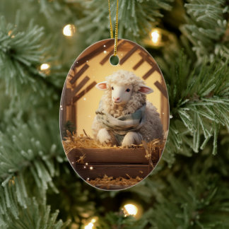 Funny sheep christmas, Gift for farm lovers Ceramic Tree Decoration