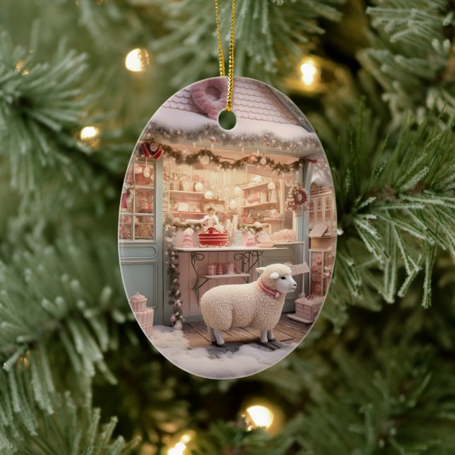 Funny sheep christmas, Gift for farm lovers Ceramic Tree Decoration (Tree)