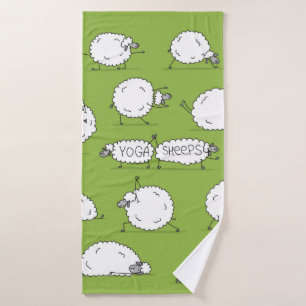 Funny sheep doing yoga, sketch bath towel