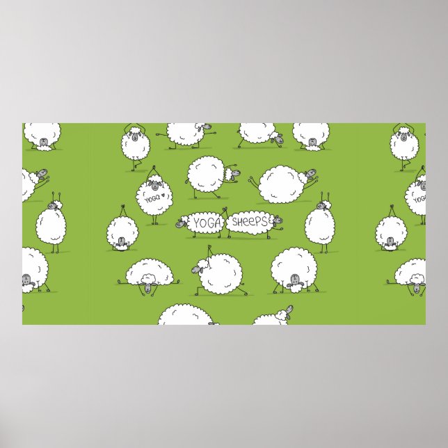 Funny sheep doing yoga, sketch poster (Front)
