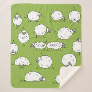 Funny sheep doing yoga, sketch sherpa blanket