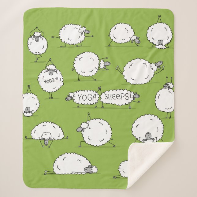 Funny sheep doing yoga, sketch sherpa blanket (Front)