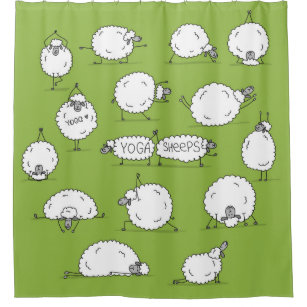 Funny sheep doing yoga, sketch shower curtain