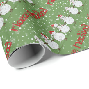 Funny Sheep Fleece Navidad Diagonal Gift Wrap