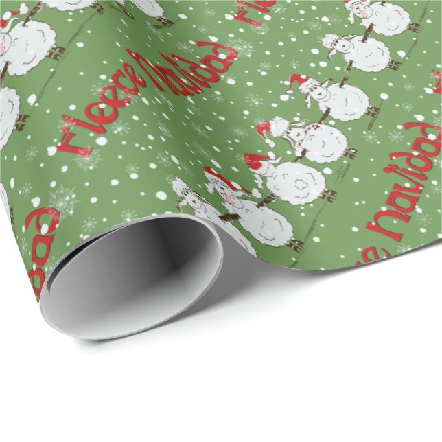 Funny Sheep Fleece Navidad Diagonal Gift Wrap (Roll Corner)