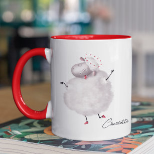Funny Sheep I Love Ewe Heart Personalised Name Mug
