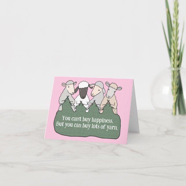 Funny Sheep knitting Yarn Cute Knitter Birthday  Card (Front)