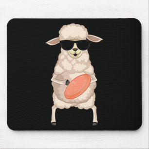 Funny Sheep Lamb Wearing Sungles Playing Disc Golf Mouse Mat