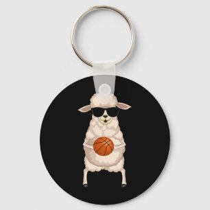 Funny Sheep Lamb Wearing Sungles Playing Sketll Key Ring