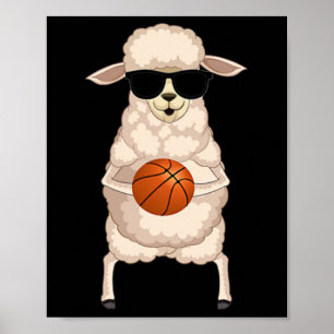 Funny Sheep Lamb Wearing Sungles Playing Sketll  Poster