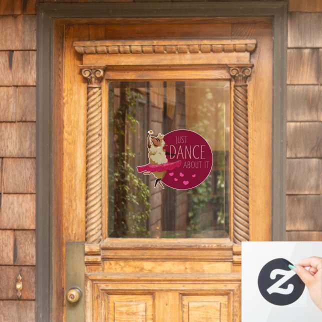 Funny Sheep Message - Just Dance About It 1 Window Cling (Home Door)