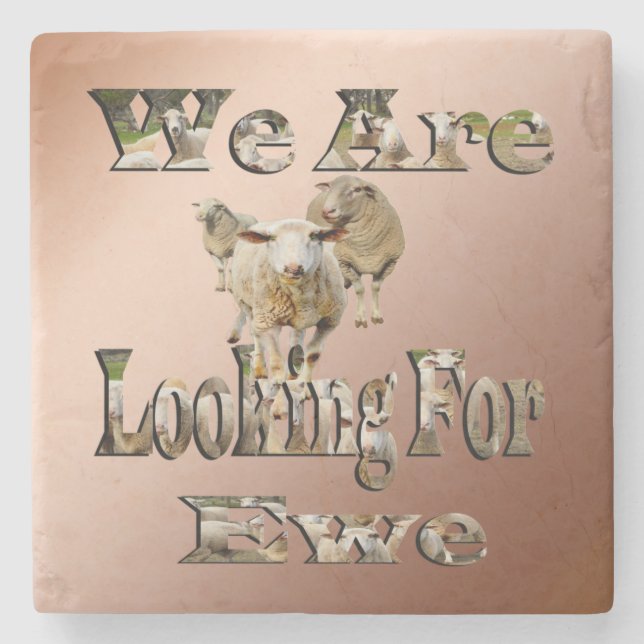Funny Sheep Pun Looking For Ewe, Stone Coaster (Front)
