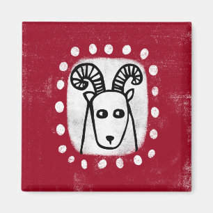 Funny Sheep Ram On Red Refrigerator Magnet
