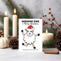 Funny Sheep Santa Wishing Ewe Merry Christmas