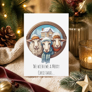 Funny Sheep Trio Holiday Card