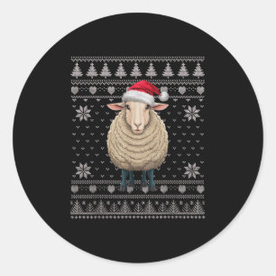 Funny Sheep Ugly Christmas Sweater Santa Xmas Pjs  Classic Round Sticker