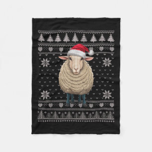 Funny Sheep Ugly Christmas Sweater Santa Xmas Pjs  Fleece Blanket