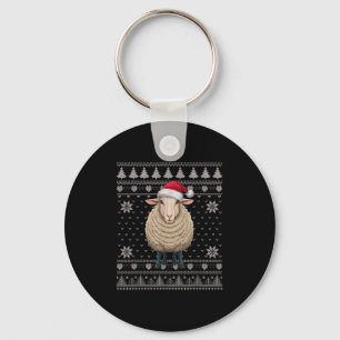 Funny Sheep Ugly Christmas Sweater Santa Xmas Pjs Key Ring