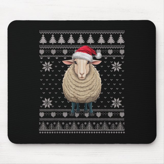 Funny Sheep Ugly Christmas Sweater Santa Xmas Pjs  Mouse Mat (Front)
