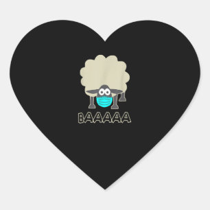 Funny Sheep With Face Mask   Sheeple Gift Heart Sticker