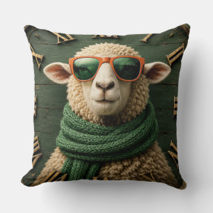 Funny Sheep with Sunglasses Farmhouse Rustic Count Cushion