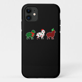 Funny Sheep Xmas Tree Lights | Red Plaid Gift iPhone 11 Case