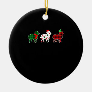 Funny Sheep Xmas Tree Lights Red Plaid Gift Ceramic Tree Decoration