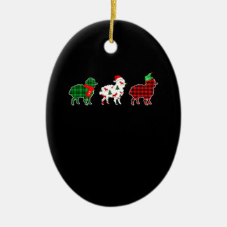 Funny Sheep Xmas Tree Lights | Red Plaid Gift Ceramic Tree Decoration